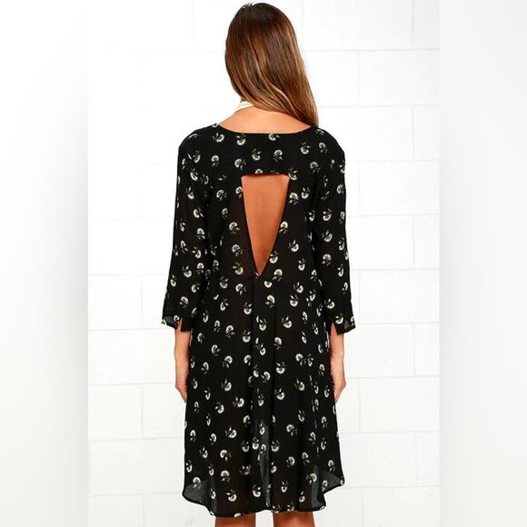 Revolve Amuse Society Talis Black Floral Print Swing Dress Size Medium - Picture 4 of 6